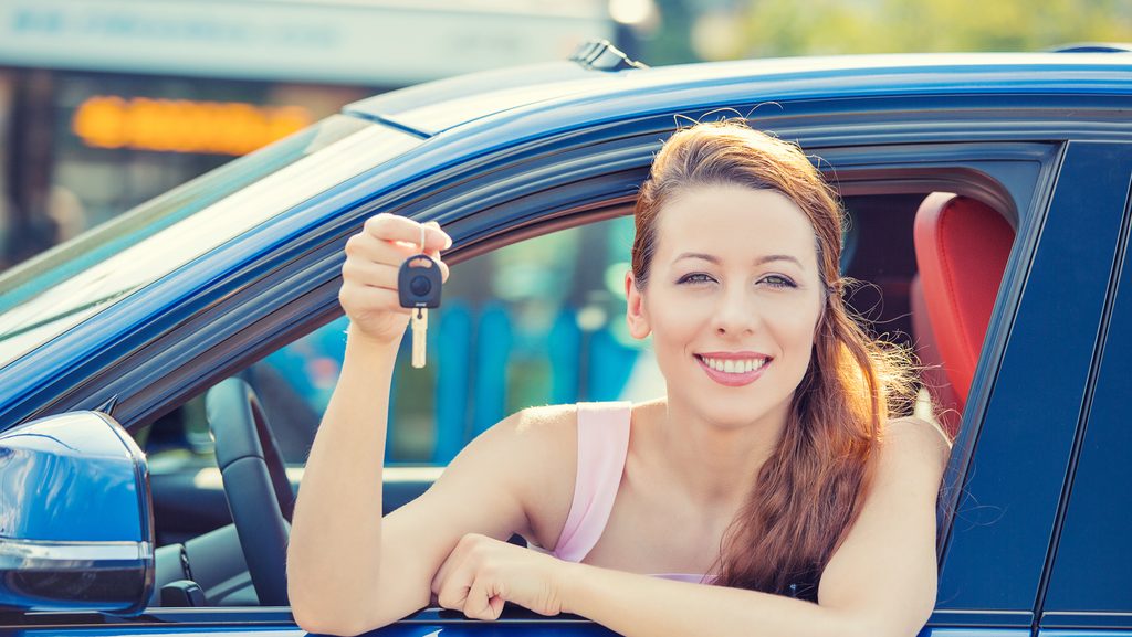 Women Showing Car keys from car window